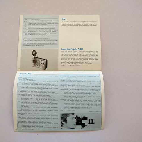 Canon Autozoom 814 Electronic brochures used, pack of 2, 70s