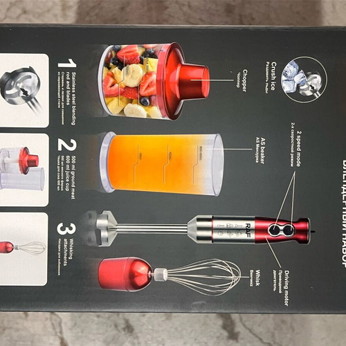 Raf hand blender R-296 1000W red new with stainless steel rod