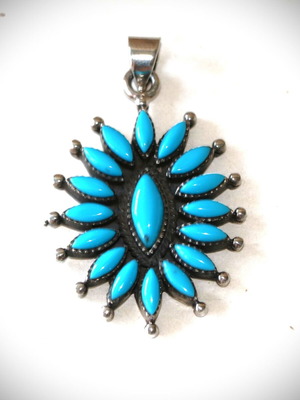 Μενταγιόν Κολιέ Τουρκουάζ Ασήμι 925 Sterling Silver Navajo Indian Καινούργιο
