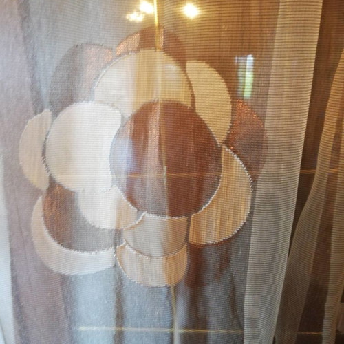 Living room curtain used, sewn with gold thread, dimensions 2.50x7.15
