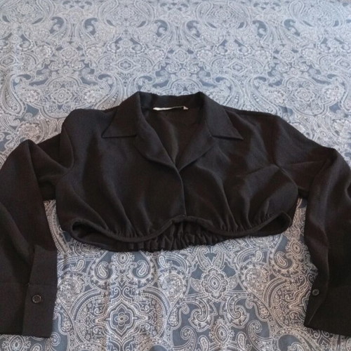 Zara crop μπλούζα XL μεταχειρισμένη, μαύρη σε καλή κατάσταση