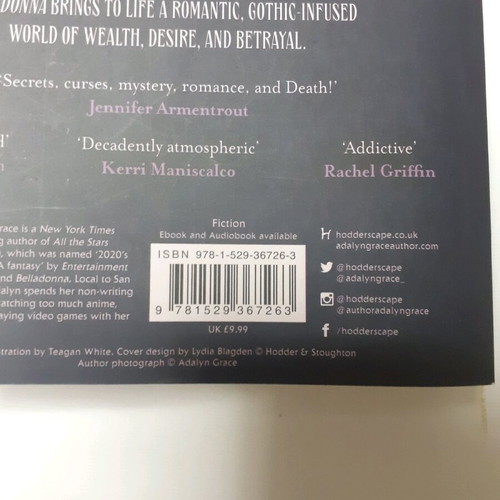 Belladonna Adaline Grace book like new, English
