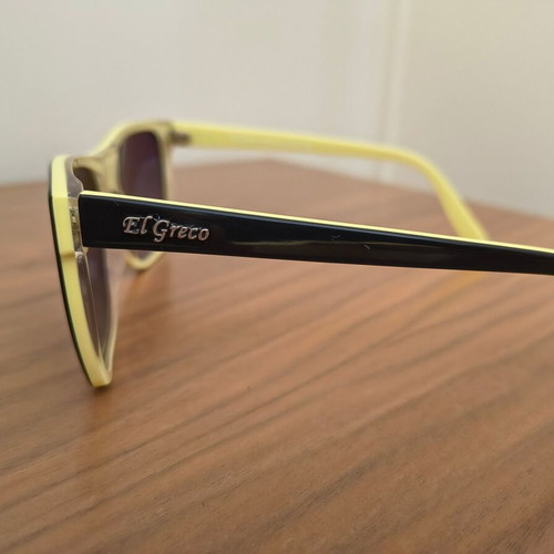 El Greco 9036 sunglasses used, unisex, black with yellow