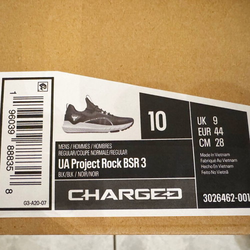 Under Armour Project Rock BSR 3 sneakers No44 like new, black-white