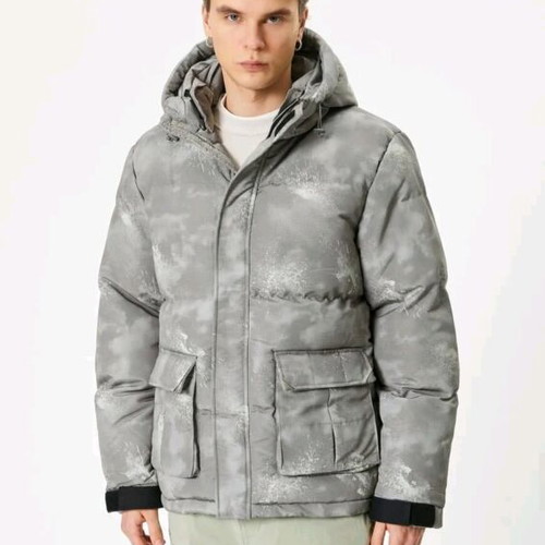 Koton puffer jacket with hood new, gray green
