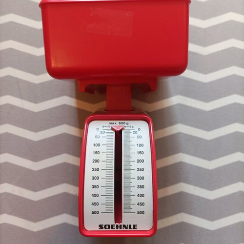 Vintage Soehnle analog scale up to 500g used, red