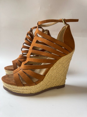 Migato brown castor espadrille platform shoes used, size 38