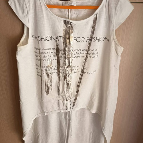 Shine 2gether women's blouse used, size M/L, white with silver