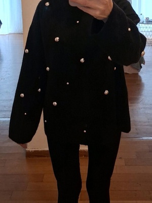 H&M sweater new with silver pearls, black, XS