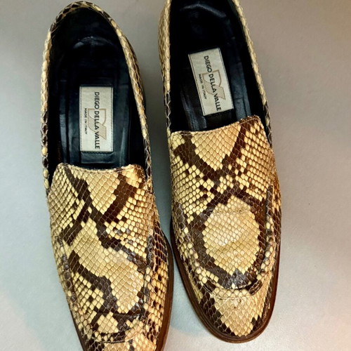 Diego Della Valle Vintage Loafers Made in Italy Python Leather Size 38.5 Like New