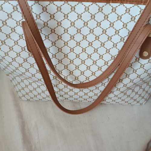 Women's shoulder bag new, soft material, includes wallet pouch, white