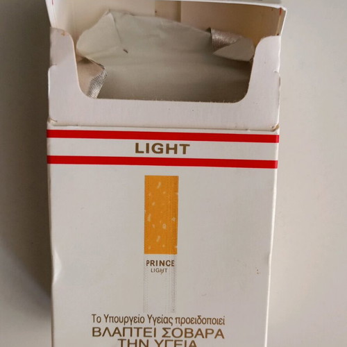 Prince Light cigarette pack empty used, hard case