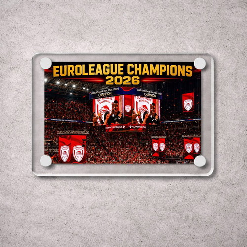 Ακρυλικό Euroleague Champions 2026 Ολυμπιακός μαγνητάκι καινούργιο