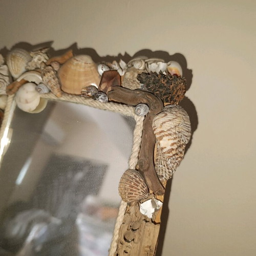 Mirror made of shells like new, handmade decorative