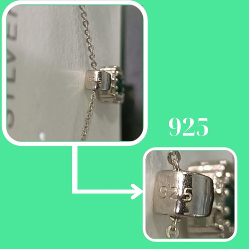 Emerald Spark silver necklace with green 6x4mm zircon and 925 chain new