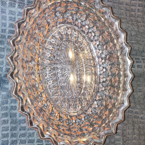 Oval pink glass bowl Jannette Glass Co 1940 like new