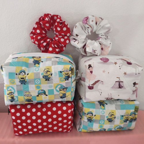 Handmade toiletry bag with scrunchie gift, new