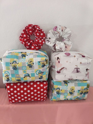Handmade toiletry bag with scrunchie gift, new