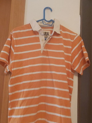 Zara Basic striped polo shirt orange size L like new