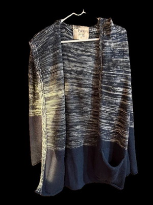 F&K Women's Knit Cardigan Navy Melange Size M Like New