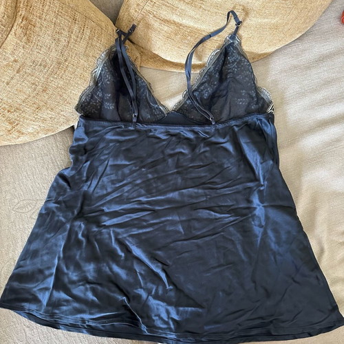 Elle MacPherson Intimates Silk Babydoll Set new, blue and silver