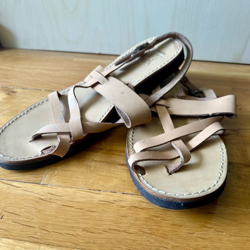 Handmade leather sandals used, size 39-39.5