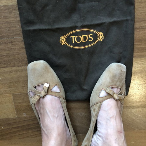 Tod's camel suede ballerina flats size 38.5