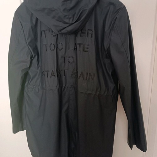 Long Black Jacket New, Size L, Waterproof Unisex