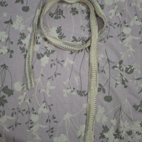 Handmade knitted belt, adjustable, grey and beige