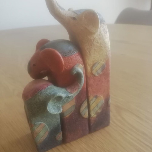 Ceramic elephant set of 3 handmade, Asian origin