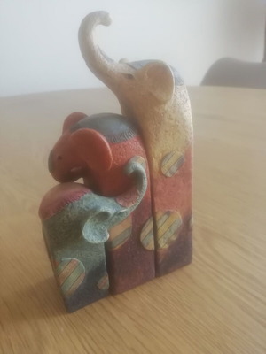 Ceramic elephant set of 3 handmade, Asian origin