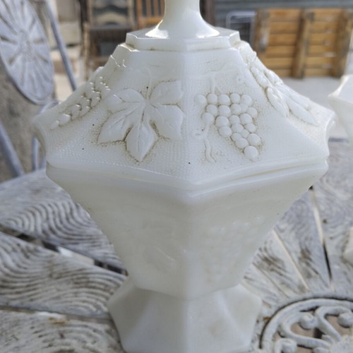 Vintage Milk Glass Bowl Set with Grape Motif used