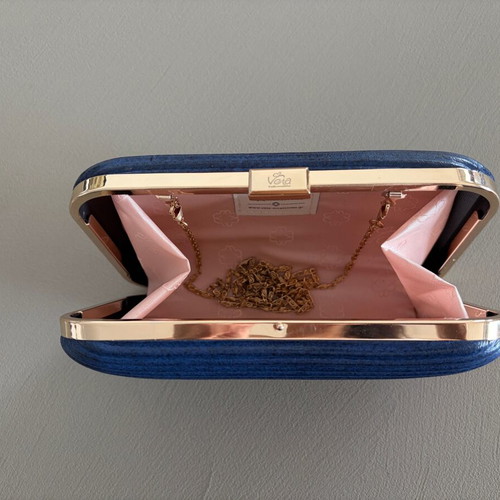 Veta Blue Women's Clutch like new with gold detail