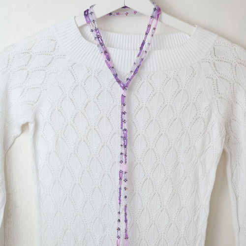 Delica Beaded Necklace made to order, soft pink-purple
