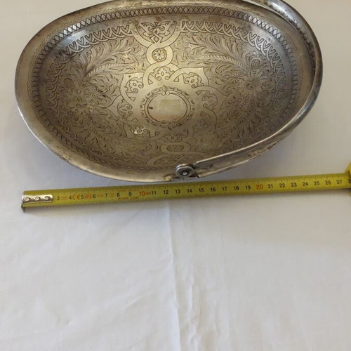 Silver fruit bowl Tsarist era like new with engraved handmade decoration