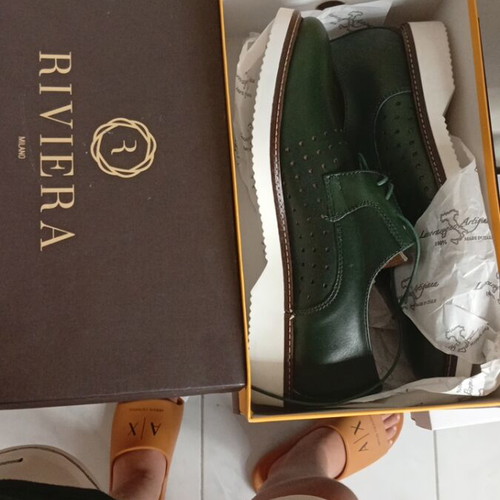 Riviera Milano green leather shoes size 43 new