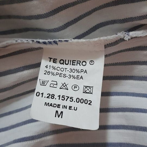 Γυναικείο κορμάκι-πουκάμισο Te Quiero, άσπρο με μπλε ρίγες, μέγεθος M