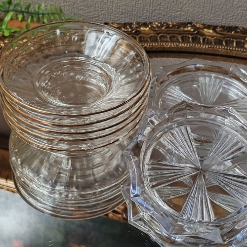 Set of 5 vintage glass plates with gold rim, Made in Tunis