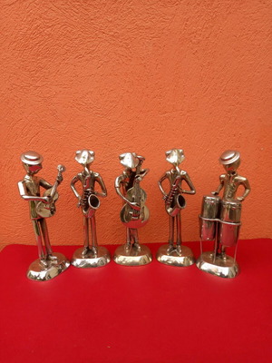 Musical bronze statues like new, set of five, 26 cm