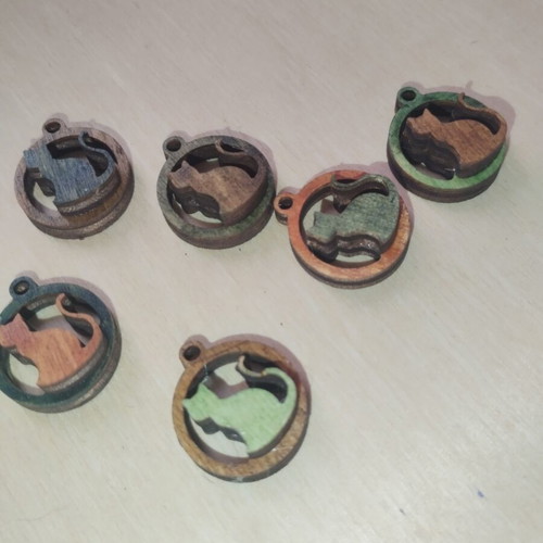 Wooden cat earrings, pair, 5cm, custom orders