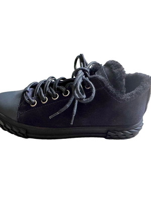 Giuseppe Zanotti Shearling Fur Navy Trainers New