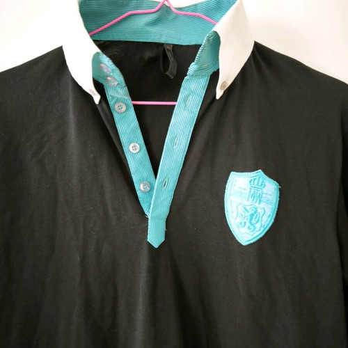Long-sleeve shirt with collar like new, size L, black with turquoise details