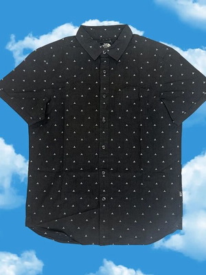 The North Face All-Over Tent Print Shirt Size M like new, charcoal black