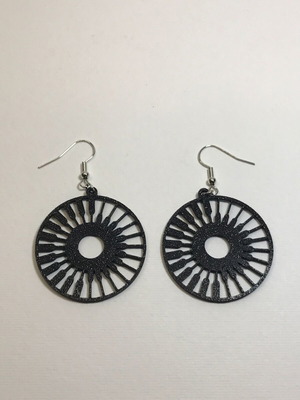 Sun Geometric Wheel Earrings new, black 3D printed