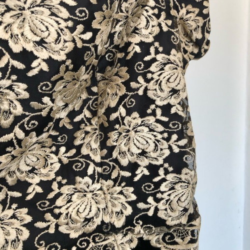 Opera by Richards embroidered velvet evening dress like new, black and beige