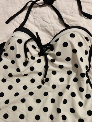 Black and white polka dot swimsuit