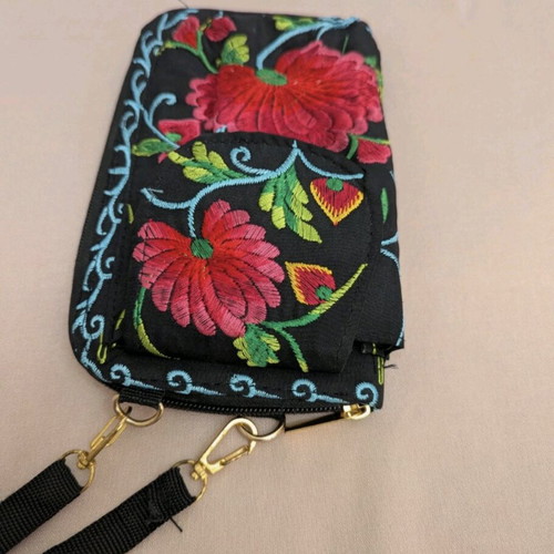 Small crossbody bag like new with phone pocket and wallet, black multicolor