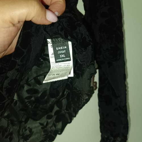 See Through Top Shein new, black with velvet animal print