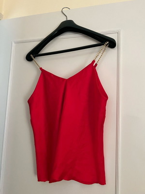 Molouza lingerie-style top like new, red with gold strap
