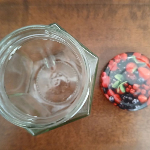 Glass jar with lid hexagonal, like new